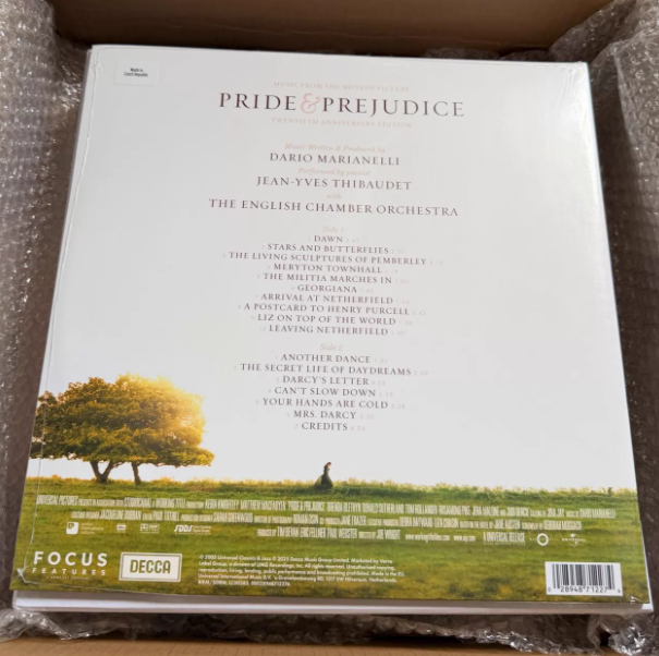 Pride & Prejudice Original Motion Picture Soundtrack 20th Anniversary Edition Vinyl LP