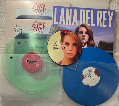Lana Del Rey Bundle – Born To Die Blue Vinyl / Lust For Life Signed Green Vinyl / Video Games & Blue Jeans Signed Picture Disc