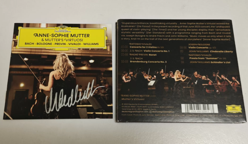 Anne-Sophie Mutter & Mutter’s Virtuosi – Bach • Bologna • Previn • Vivaldi • Williams Signed CD