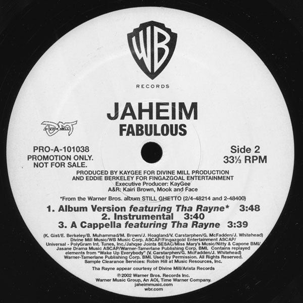 Jaheim : Fabulous (12", Single, Promo)