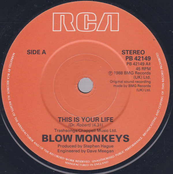 The Blow Monkeys : This Is Your Life (7")