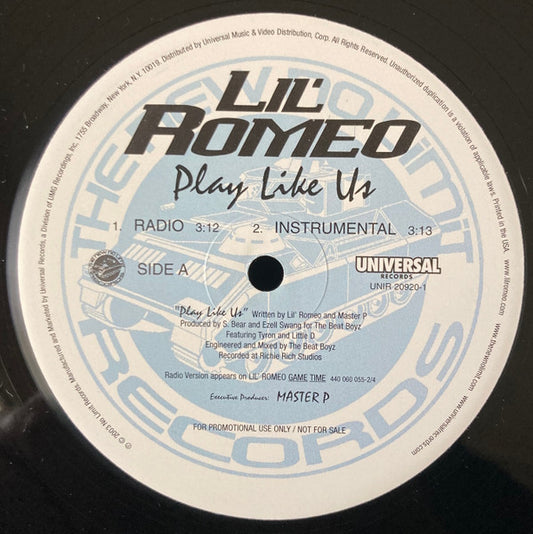 Lil' Romeo : Play Like Us (12", Promo)