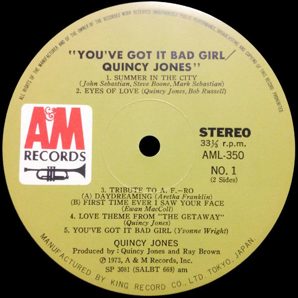 Quincy Jones : You've Got It Bad Girl (LP, Album)