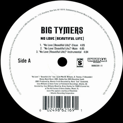 Big Tymers Feat. Jazze Pha : No Love (Beautiful Life) (12")