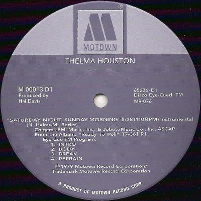 Thelma Houston : Saturday Night, Sunday Morning (12")