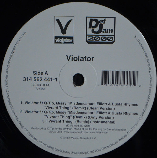 Violator (3) Feat Q-Tip : Vivrant Thing (Remixes) (12")