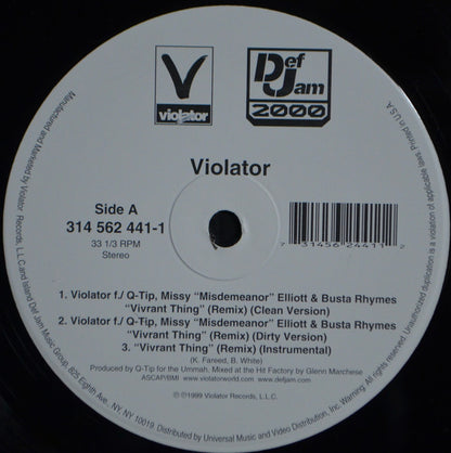 Violator (3) Feat Q-Tip : Vivrant Thing (Remixes) (12")