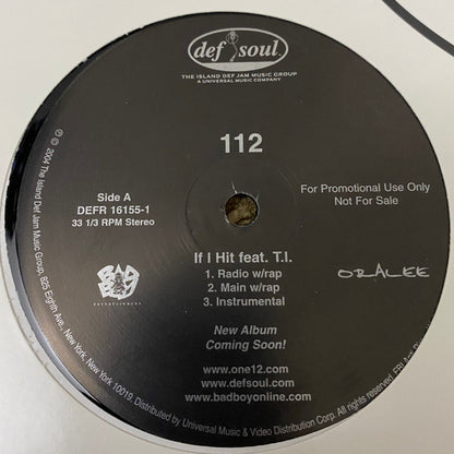 112 : If I Hit (12", Promo)