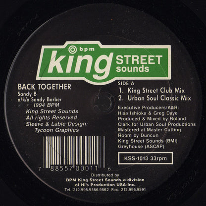 Sandy B a/k/a Sandy Barber : Back Together (12")