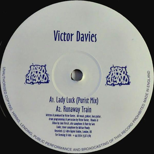 Victor Davies : Lady Luck / Runaway Train (12", Whi)