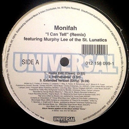Monifah : I Can Tell (Remix) (12", Promo)