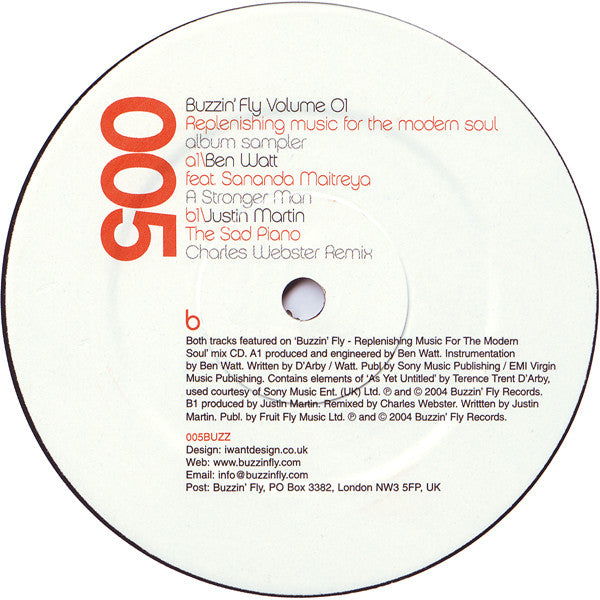 Ben Watt / Justin Martin : Buzzin' Fly Volume 01 - Replenishing Music For The Modern Soul (12", Smplr)
