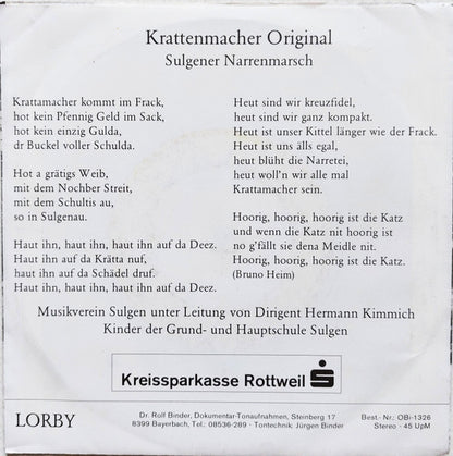 Various : Sulgener Narrenmarsch (7", Single)