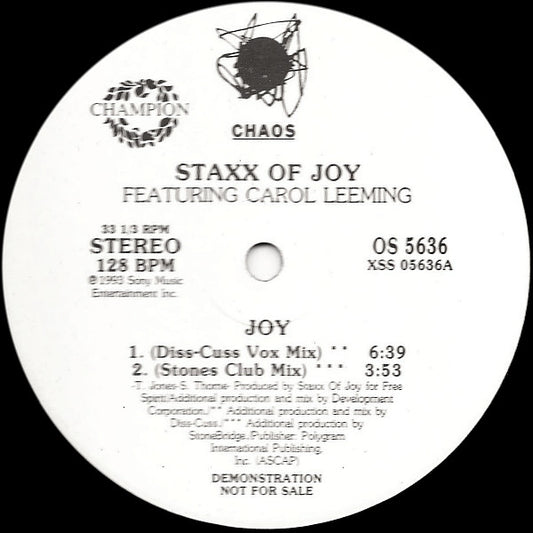 Staxx Of Joy* : Joy (2x12", Promo)