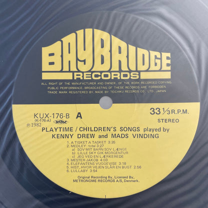Kenny Drew And Mads Vinding : Playtime - Children's Songs Played By Kenny Drew And Mads Vinding (LP)