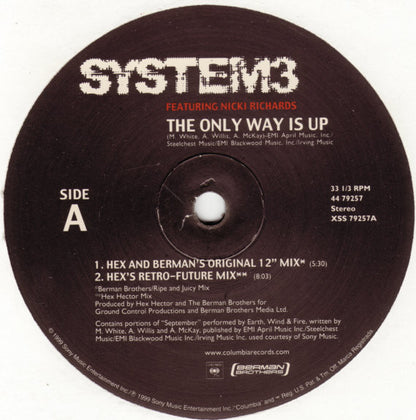 System 3 (2) Featuring Nicki Richards : The Only Way Is Up (12")