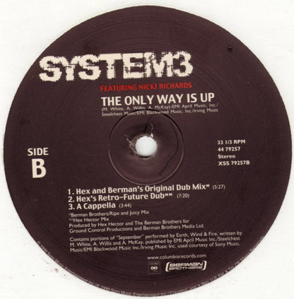 System 3 (2) Featuring Nicki Richards : The Only Way Is Up (12")