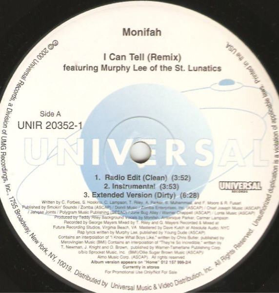 Monifah Featuring Murphy Lee Of The St. Lunatics* : I Can Tell (Remix) (12", Promo)