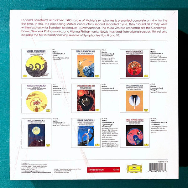 Mahler* / Leonard Bernstein : Complete Symphonies (LP, RE, RM + 2xLP, RE, RM + 2xLP, RE, RM + LP, RE,)