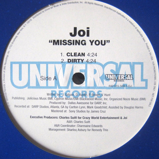 Joi (3) : Missing You (12", Promo)