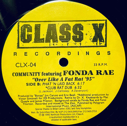 Community Featuring Fonda Rae : Over Like A Fat Rat '95 (12", Single, RE)