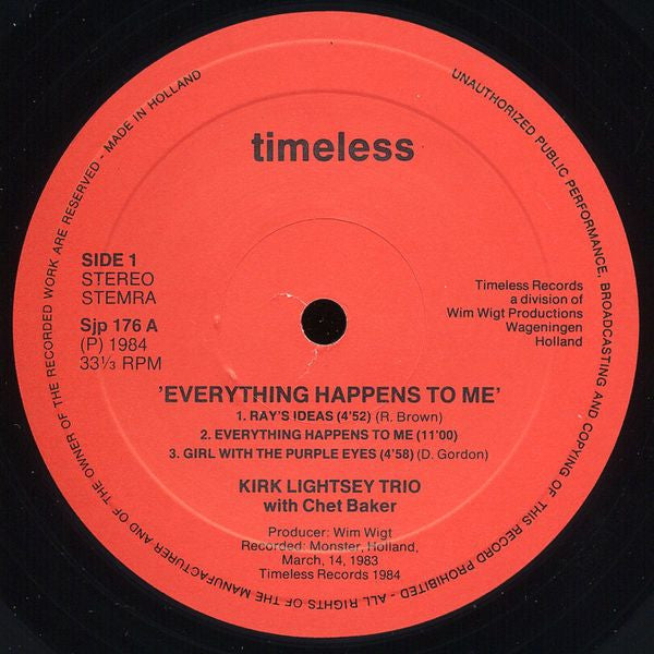 Kirk Lightsey Trio with Chet Baker : Everything Happens To Me (LP, Album)