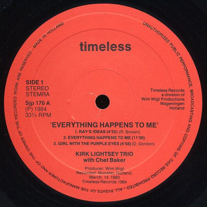 Kirk Lightsey Trio with Chet Baker : Everything Happens To Me (LP, Album)