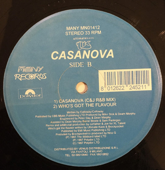 Ultimate Kaos : Casanova (12")