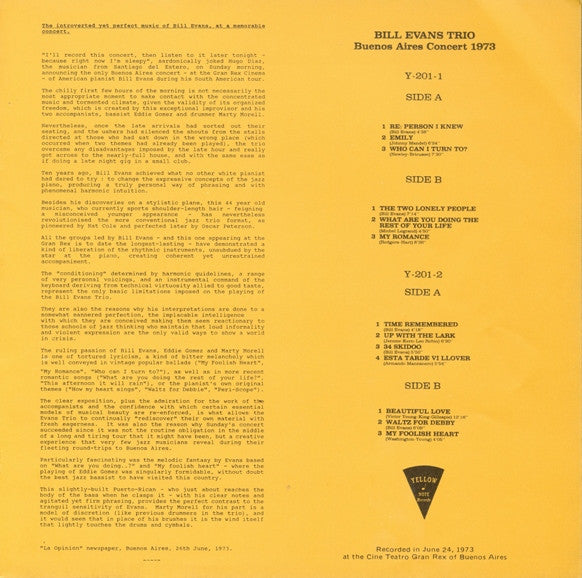 The Bill Evans Trio : Buenos Aires Concert 1973 (2xLP, Album, Unofficial)