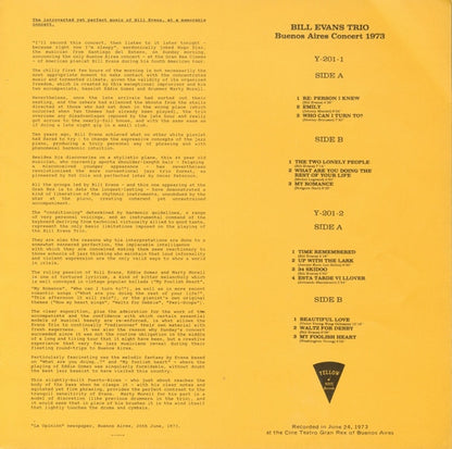 The Bill Evans Trio : Buenos Aires Concert 1973 (2xLP, Album, Unofficial)