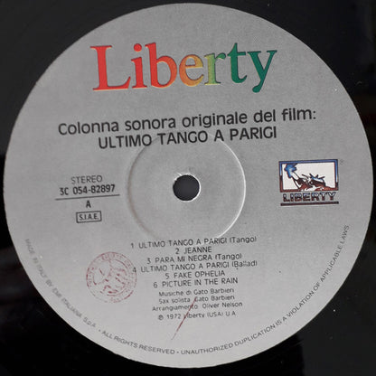 Gato Barbieri : Ultimo Tango A Parigi (Colonna Sonora Originale Del Film) (LP, RE)