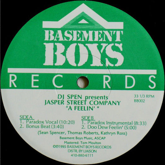DJ Spen Presents Jasper Street Company* : A Feelin' (12")