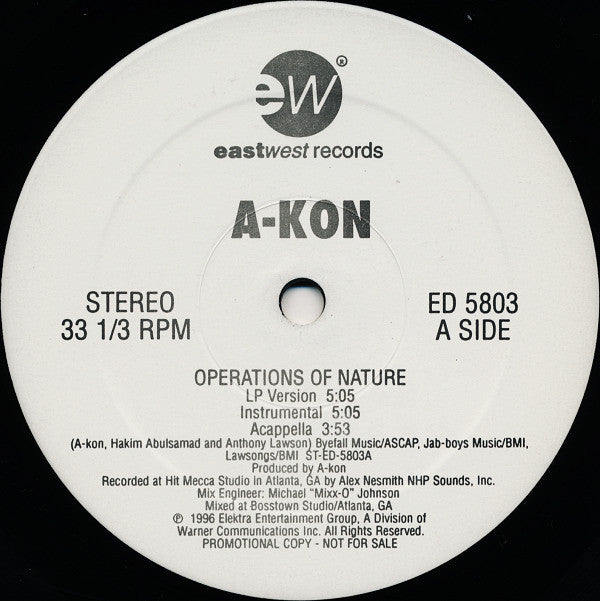A-Kon* : Operations Of Nature (12", Promo)