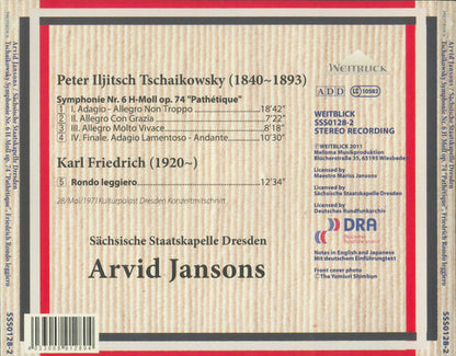 Staatskapelle Dresden, Arvid Jansons : Pyotr Ilyich Tchaikovsky : Symphony No.6 (CD, Album)