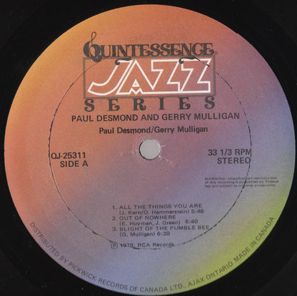 Paul Desmond & Gerry Mulligan : Paul Desmond & Gerry Mulligan (LP)