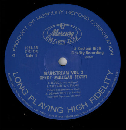 Gerry Mulligan And His Sextet : Mainstream Of Jazz Vol. 2 (LP, Album, Mono)