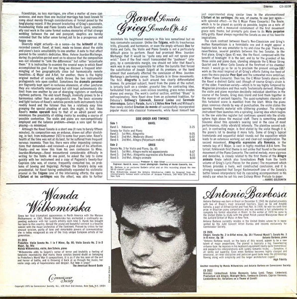 Ravel* / Grieg* - Wanda Wilkomirska / Antonio Barbosa : Ravel Sonata / Grieg Sonata Op. 45 (LP)