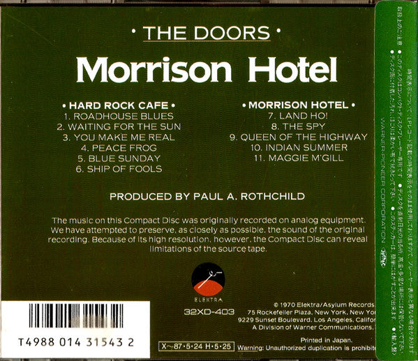The Doors : Morrison  Hotel (CD, Album, RE)