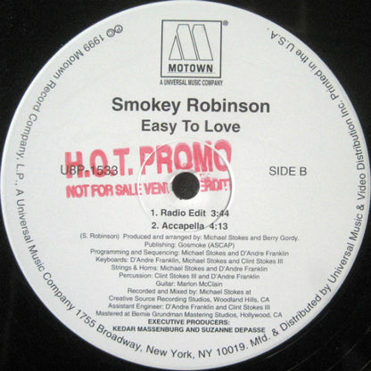 Smokey Robinson : Easy To Love (12", Promo)