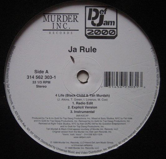 Ja Rule : Holla Holla (Remix) / 4 Life (12", M/Print)
