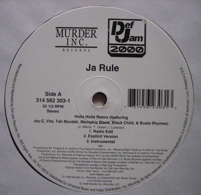 Ja Rule : Holla Holla (Remix) / 4 Life (12", M/Print)