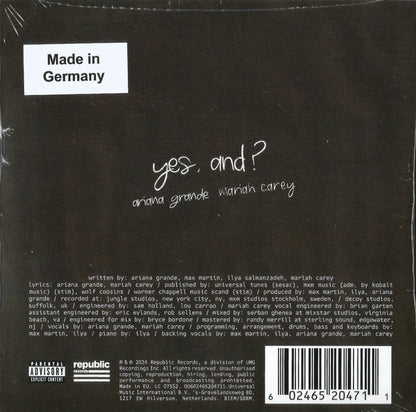 Ariana Grande, Mariah Carey : Yes, And? (CD, Single)