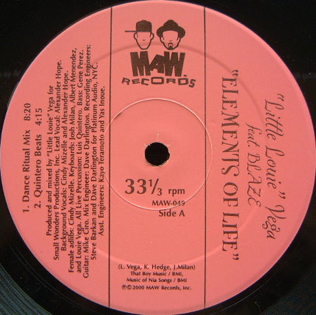 "Little Louie" Vega* Feat. Blaze : Elements Of Life (12")