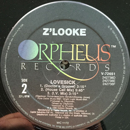Z'Looke : Lovesick (12")