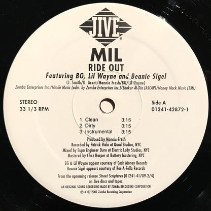 Mil Featuring BG*, Lil Wayne And Beanie Sigel : Ride Out (12")