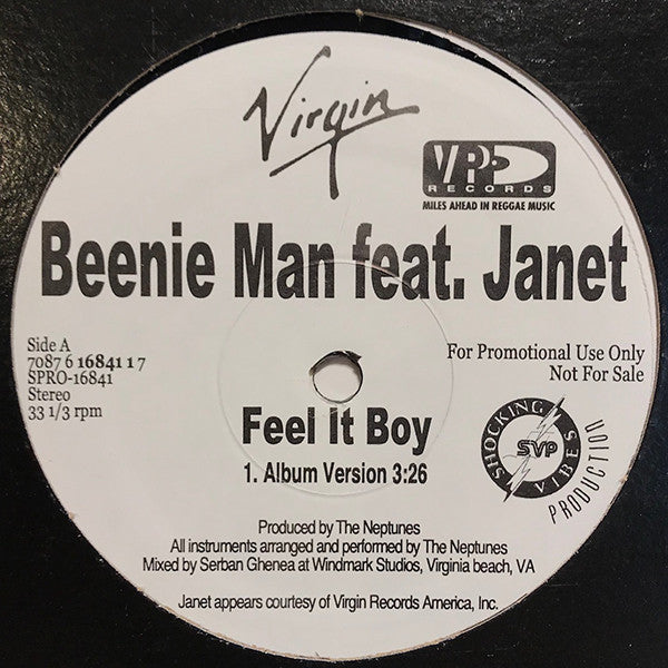 Beenie Man Feat. Janet Jackson : Feel It Boy (12", Promo)