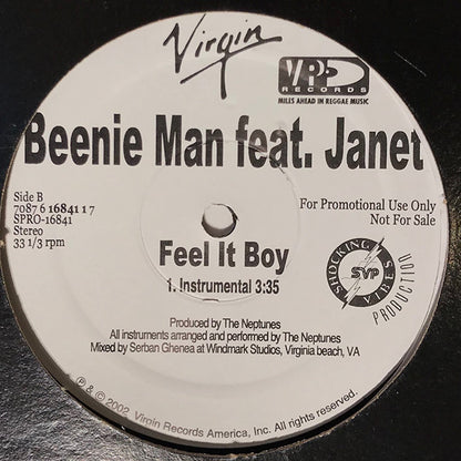 Beenie Man Feat. Janet Jackson : Feel It Boy (12", Promo)