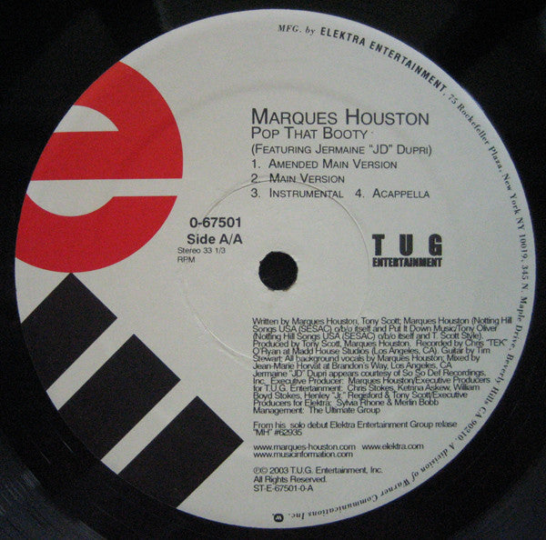 Marques Houston Featuring Jermaine "JD" Dupri* : Pop That Booty (12", Single)