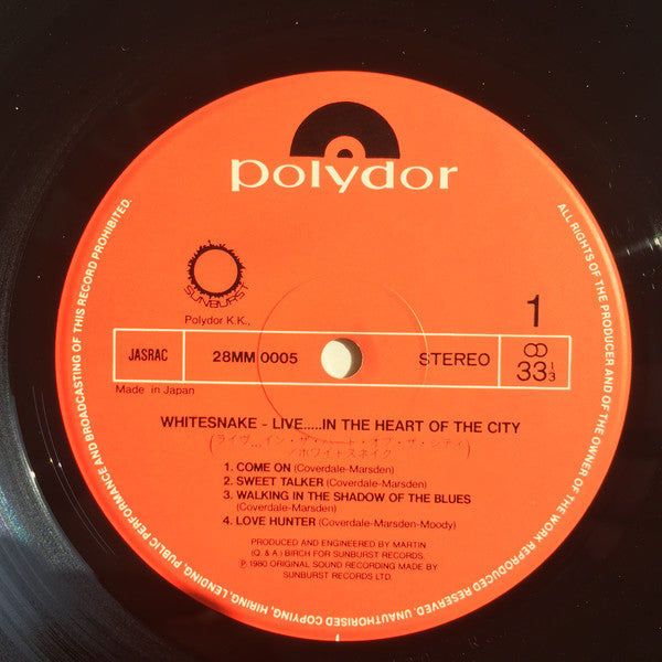 Whitesnake : Live... In The Heart Of The City (LP, Album)