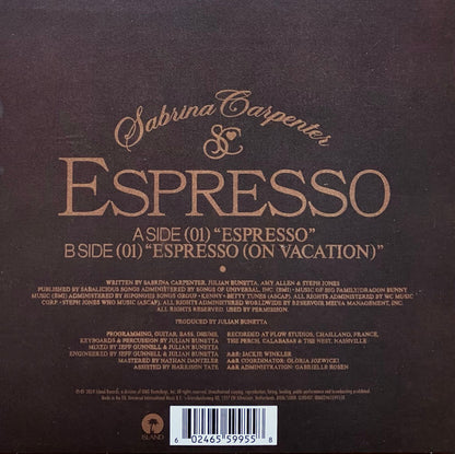 Sabrina Carpenter : Espresso (7", Single, Bro)